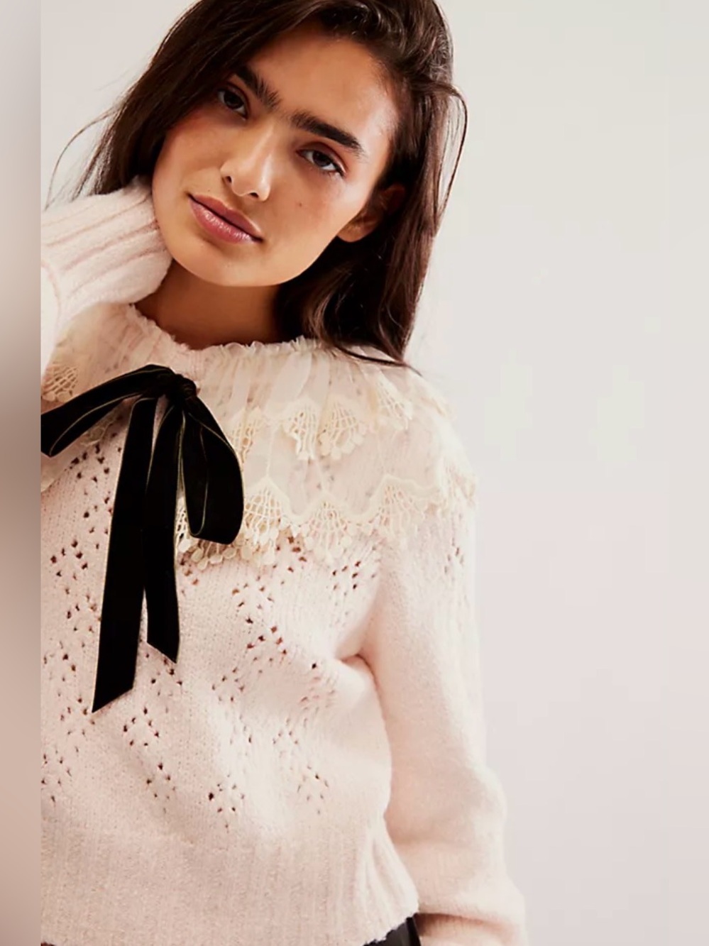 Free People Hold Me Closer Sweater in Pearl Combo